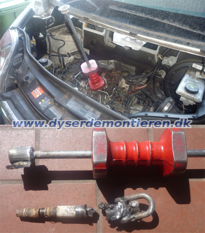 Udstrækning af en knækket indsprøjtningsdyse
                  fra Renault Trafic / Opel Vivaro med 2.0 motor